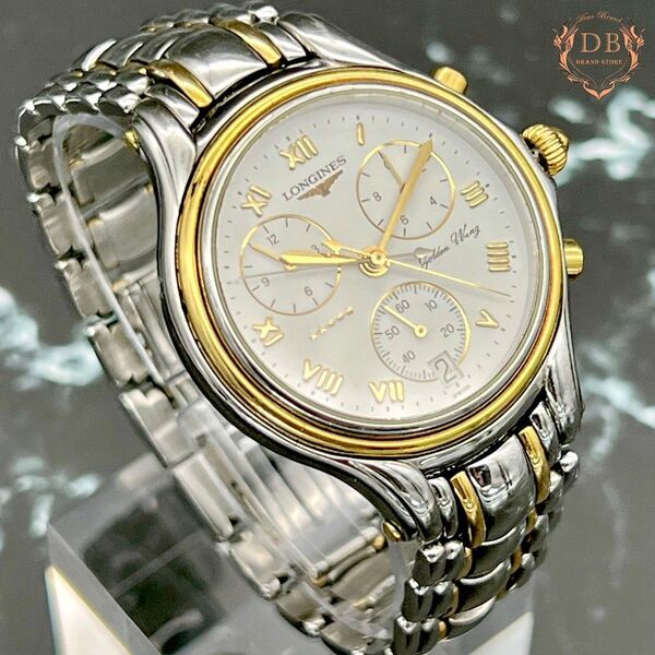 【希少カラー】 ロンジン ゴールデンウィング 5スター クロノグラフ 稼働 LONGINES メンズ 腕時計 クオーツ ビジネス