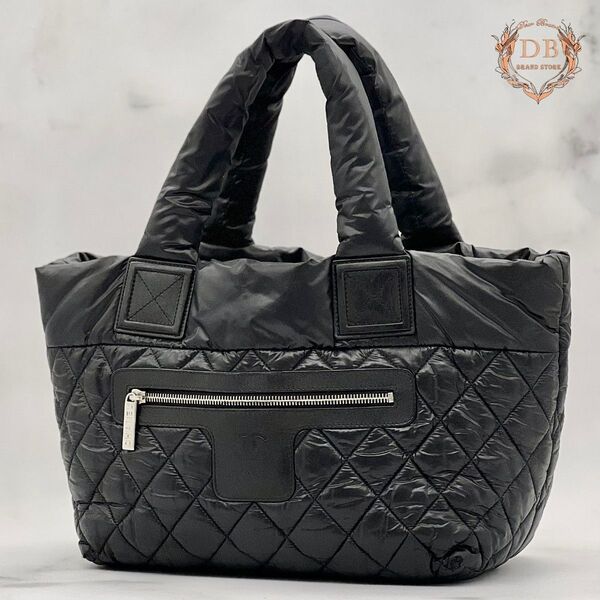 シャネル コココクーン マトラッセ ブラック シール有 CHANEL レディース トートバッグ ハンド レッド シルバー金具 黒
