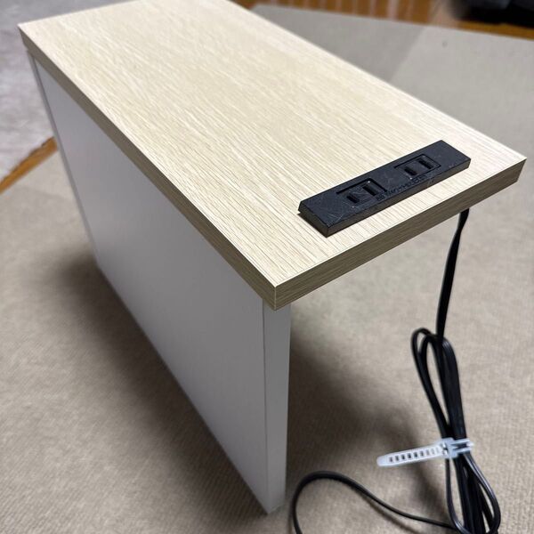ホワイト ルーター収納 ケーブル隠し 木製天板 2口AC電源
