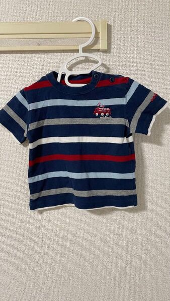 OSHKOSH ボーダー柄Tシャツ 70サイズ 半袖 消防車 車 乗り物