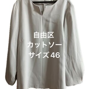 自由区サイズ46ライトグレーブラウスカットソートップスセレモニーフォーマル15号