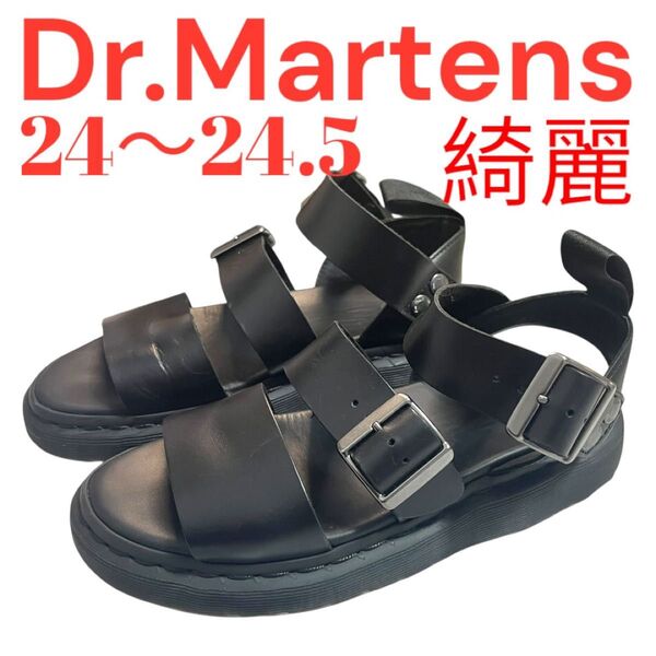 綺麗 ドクターマーチン サンダル 24〜24.5cm 黒 グリフォン Dr Martens レザー