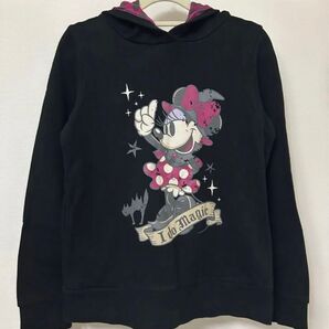 美品 ディズニー ミニー パーカー フード付きパーカー トップス レディース ブラック Sサイズ