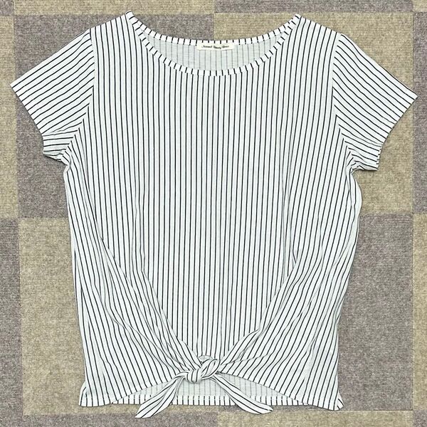 NATURAL BEAUTY BASIC シャツ ボーダーシャツ 半袖シャツ カットソー トップス レディース ホワイト Mサイズ