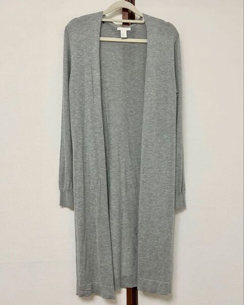 新品 未着用 H&M エイチアンドエム ロングカーディガン カーディガン 長袖 ロング丈 ボタンなし レディース グレー XS