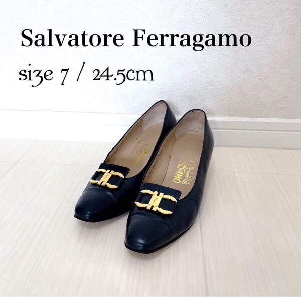 Salvatore Ferragamo サルヴァトーレフェラガモ イタリア製 ガンチーニ パンプス 黒