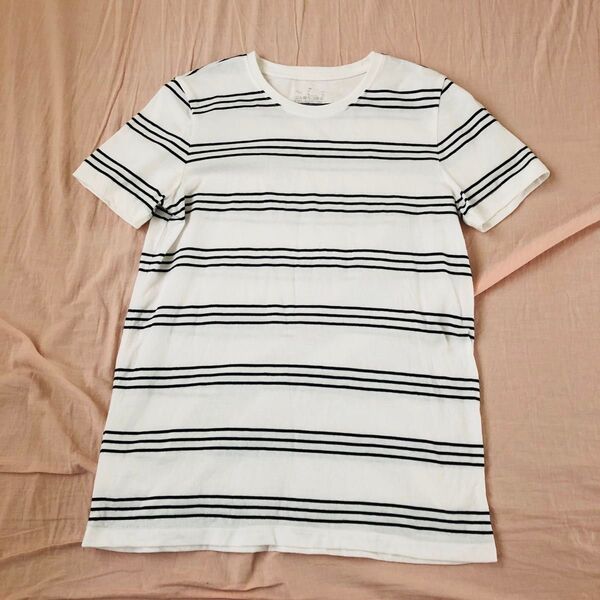 無印良品 ボーダー Tシャツ 半袖 M ホワイト