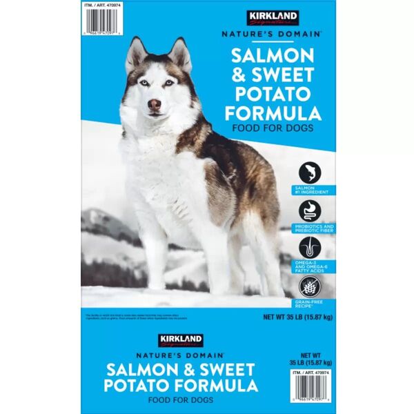 カークランドシグネチャー ネイチャーズドメイン 成犬用ドッグフード 15.87kg サーモン、ポテト グレインフリー