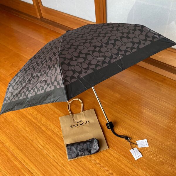 コーチ COACH UVカット シグネチャー ミニ アンブレラ 晴雨兼用傘「新品・タグ付」