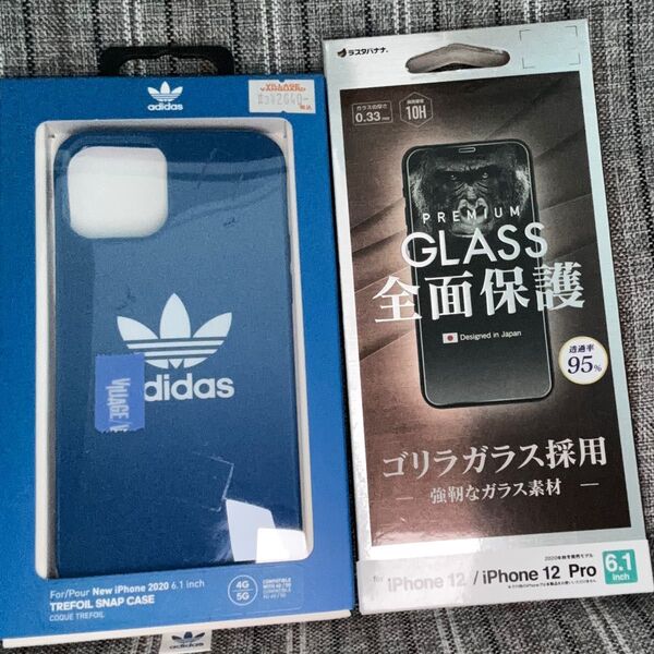 【新品・未開封】adidas iPhone12/12Proケース・ゴリラガラスフィルム セット