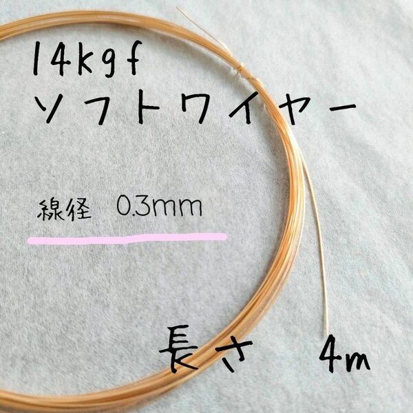 14kgfソフトワイヤー線径0.3mm 長さ4m ゴールド