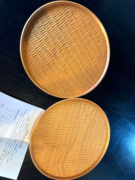 高塚和則 一人膳 丸盆 はちのす彫り 中28cm 2枚