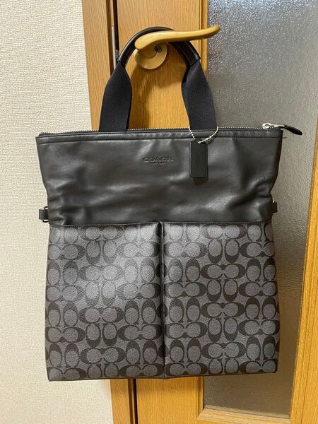 美品 COACH コーチ シグネチャー トートバッグ ショルダーバッグ ブラック
