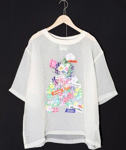 scolar スカラー 152662:クマシルエット花柄シアープルオーバー