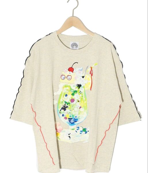scolar スカラー152674:配色メロウステッチ クリームソーダ柄Tシャツ