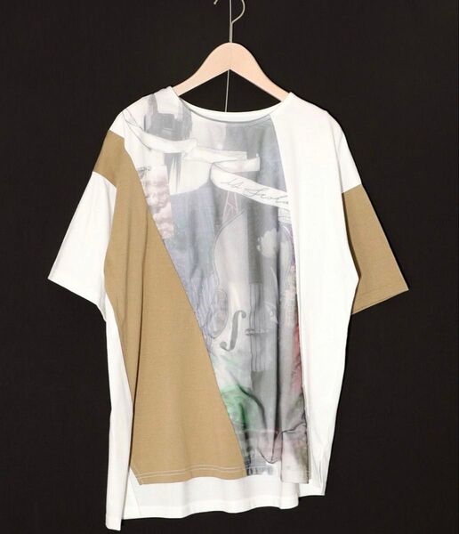 イズスカラー is scolar 552202:アートコラージュ チュール重ね切替Tシャツ