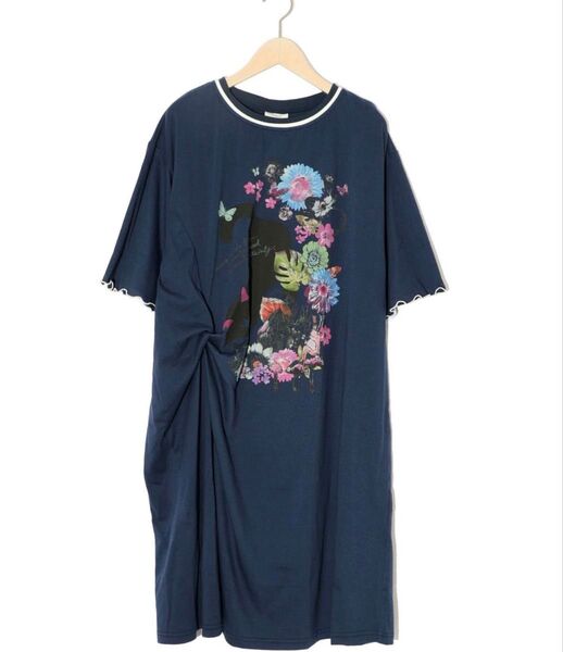スカラー scolar 152624:花とネコ柄メローステッチワンピース