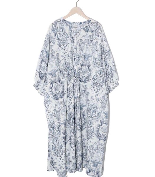 is scolar イズスカラー 552206:海総柄シアーチェック 前開きシャツワンピース