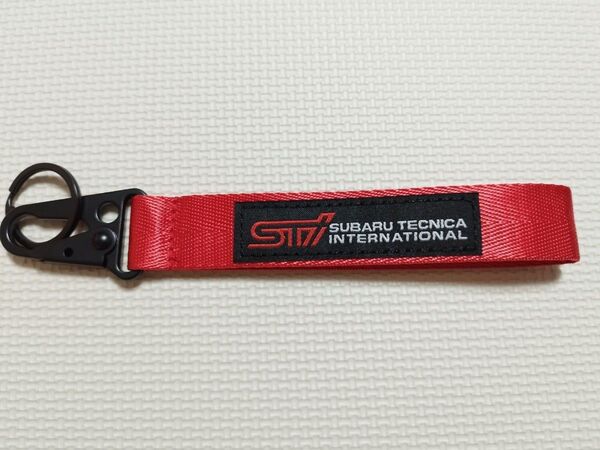 STi キーホルダー レッド ストラップ スバル SUBARU インプレッサ フォレスター アウトバック レガシー WRX