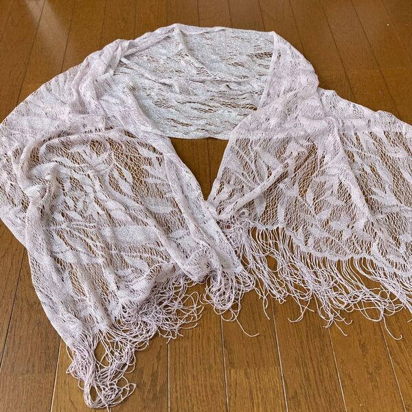 ショール ストール ラメ入り ピンク色 結婚式出席時に