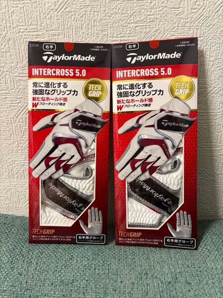TaylorMade テーラーメイド ゴルフ グローブ インタークロス 5.0 2枚セット 右手用 23cm