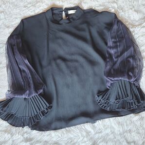 極美品!fifth フィフス(F)袖フレア シースルーブラウス