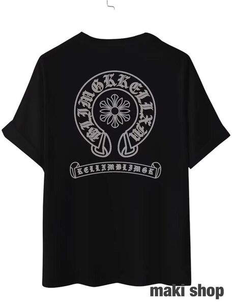クロム Tシャツ 半袖 黒 ブラック サングラス Y2K BIG プリント