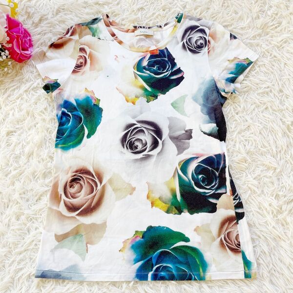 PaulSmith ポールスミス Tシャツ 花柄 バラ柄 半袖 綿 Mサイズ カットソー