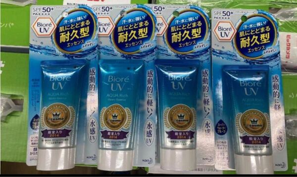 ビオレさらさらUVアクアリッチウォータリエッセンス 50g × 4個、商品コード4901301333360