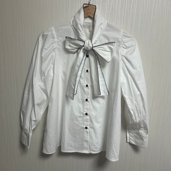 NICE CLAUP リボンブラウス フリル 長袖シャツ トップス リボン ブラウス