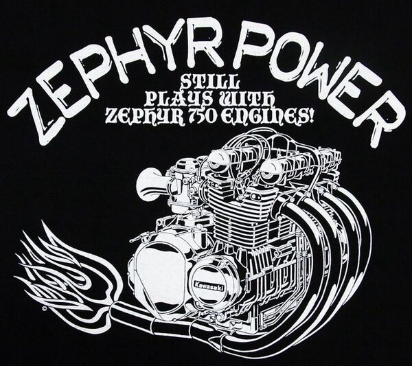 ZEPHYR 750(Sサイズ)「ZEPHYR POWER」エンジンTシャツ カワサキ ゼファー750 当時物 旧車