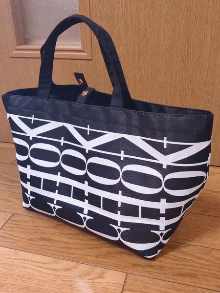 【美品】FAUCHON フォション 2ウェイ トートバッグ ロゴ モノクロ バッグ 白黒