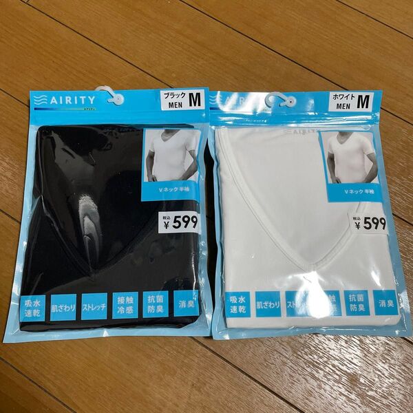 AIRITY Vネック半袖Tシャツ メンズ M 2枚セット