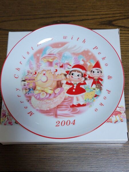 不二家 ペコちゃん ポコちゃん クリスマス記念プレート 2004 未使用