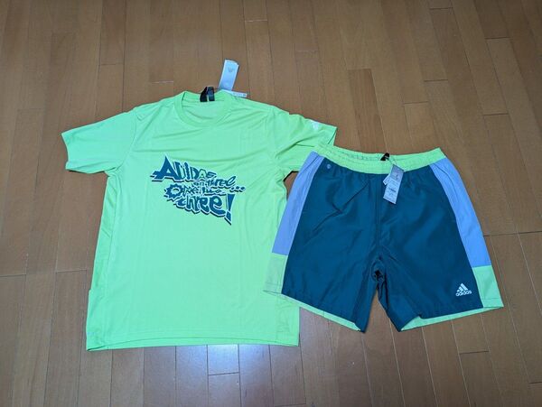 adidas アディダス 上下セット トレーニング スポーツジム等 半袖Tシャツ ハーフパンツ サイズL◇新品未使用タグ付正規品◇