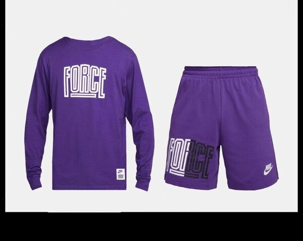 NIKE ナイキ セットアップ 長袖Tシャツ ハーフパンツ トレーニング スポーツ等 Dri-FIT 紫 L◇新品未使用タグ付正規