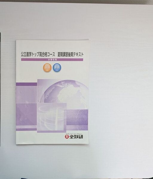 【中学受験 参考書 全教研】小学6年 公立進学トップ校合格コース 夏期講習後期テキスト 国語 算数 非売品