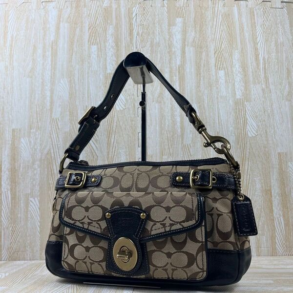 COACH コーチ レガシー 65th ターンロック ショルダーバッグ ハンドバッグ 肩掛け ブラック 黒 シグネチャー