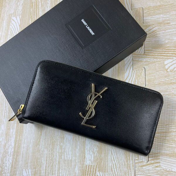 サンローラン saint laurent 長財布 ラウンドファスナー ブラック 黒 レザー YSL