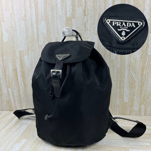 美品 PRADA プラダ リュック リュックサック バックパック ブラック 黒 ナイロン 三角ロゴ