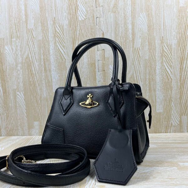 ヴィヴィアンウエストウッド Vivienne Westwood ハンドバッグ 2way ショルダーバッグ 斜め掛け オーブ 黒