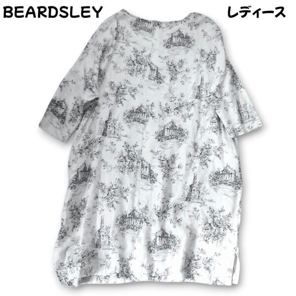 ビアズリー BEARDSLEY トワルドジュイ ワンピース リネン L~XL相当 キャミ欠品 大きいサイズ 春 夏 極美品