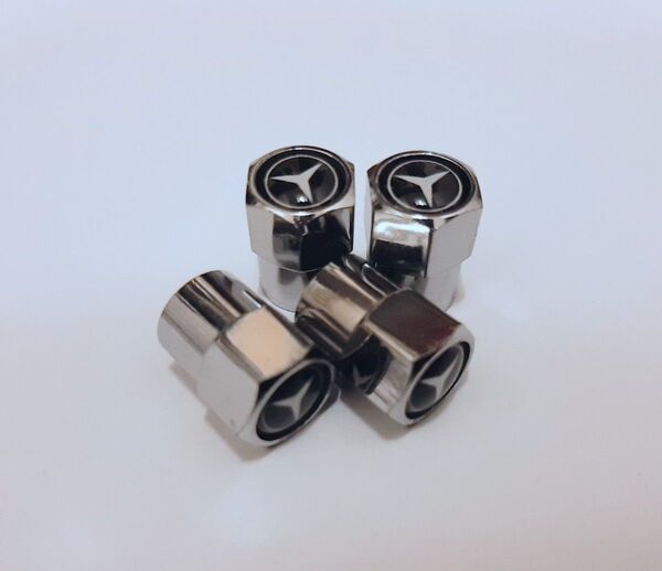メルセデス ベンツ エア バルブキャップ ホイール シルバー タイヤバルブ クローム アルミ メッキ