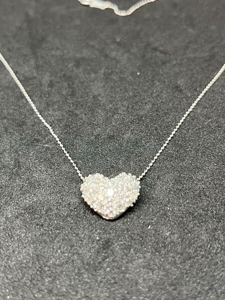 パヴェダイヤペンダント ネックレス 1.00ct K18WG ハート