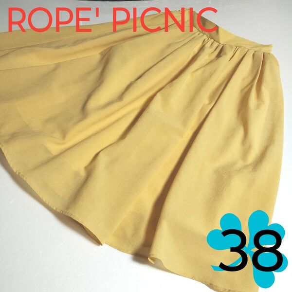 USED★ロペピクニック・ROPE' PICNIC★レディーススカート・フレア・膝丈・春夏・薄手・イエロー・38・М