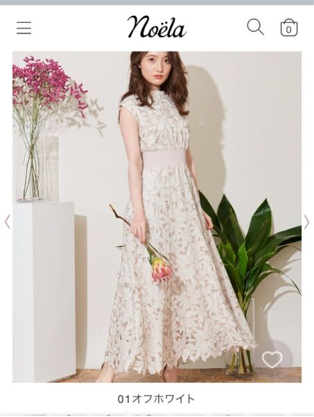 ノエラ noela カッティングレースワンピース オフホワイト Sサイズ 結婚式 ワンピース レース ロングドレス ピンク