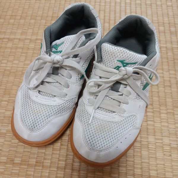 Mizuno 体育館シューズ ホワイト/グリーン 23.5cm