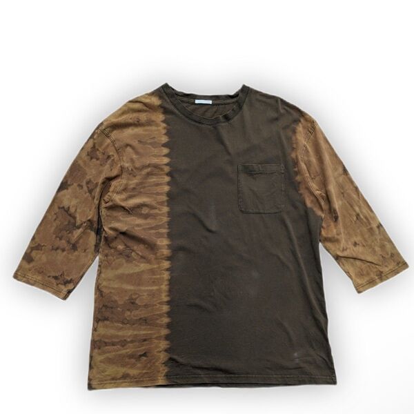 BROWN バイカラー タイダイ柄 七分袖カットソー ロンT エスニック ロ61 トップス