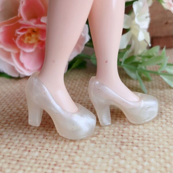 ハイヒールパンプス 白 厚底 靴 ブライス バービー モモコ プーリップ 人形