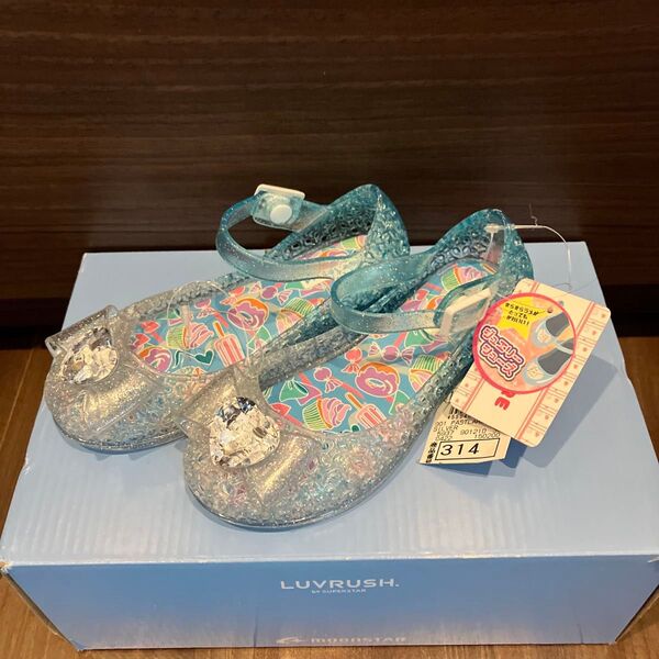 ラバーサンダル 新品 プリンセス 16 キッズ リボン付き ガラスの靴 女の子